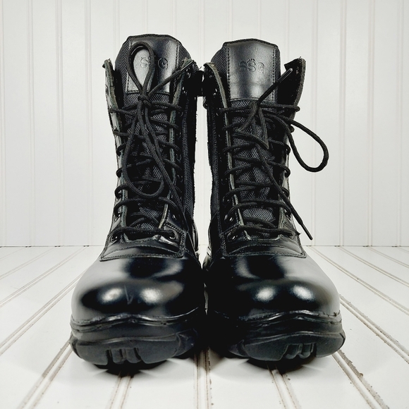 NEW  SSG Army Black Combat Lace Up Comfy Midi Military Boots  A1033 - Picture 3 of 12